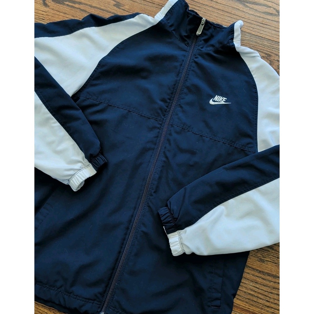 Nike Mens Blue White Stripe Full Zip Sportswear Track Jacket Y2K Retro Sz M